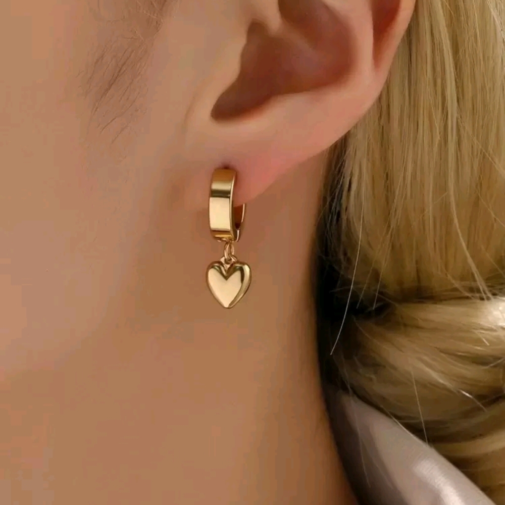 Gold Heart Hoop Earrings
